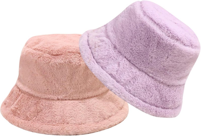 BEARUN Winter Faux Fur Furry Bucket Hat Fluffy Fuzzy Warm Hat Plush Fisherman Hat for Women Men Teens Girls - Image 5